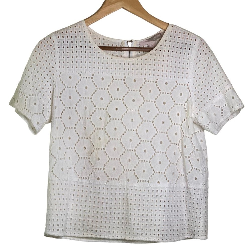 Cotton Eyelet Short Sleeve Blouse
